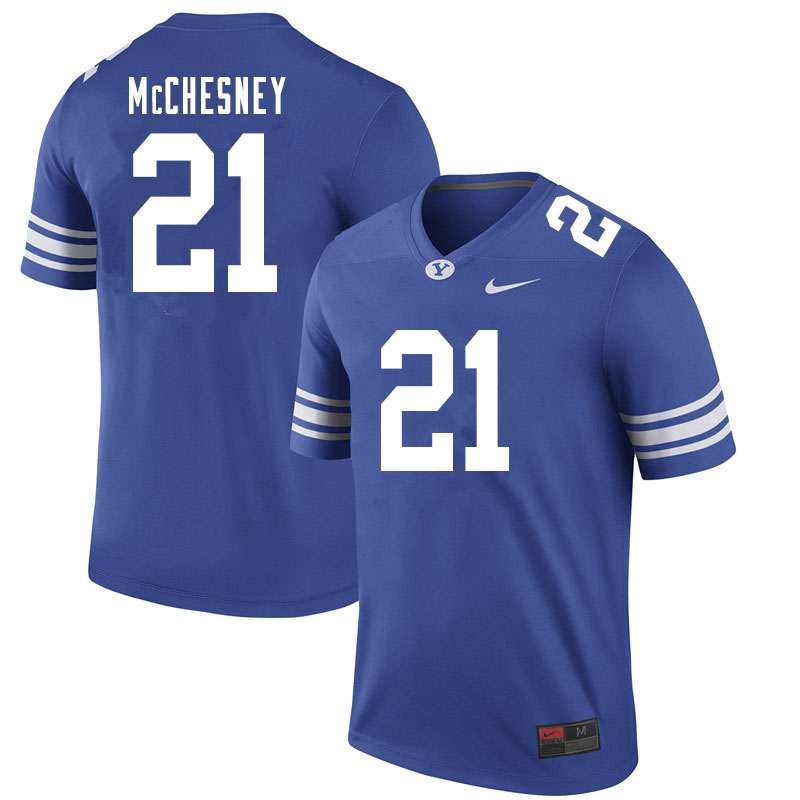 Men #21 Jackson McChesney BYU Cougars College Football Jerseys Sale-Royal
